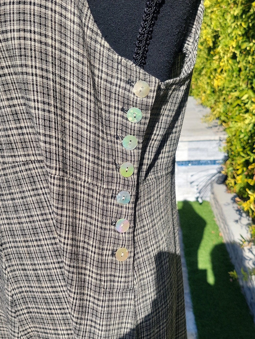 Vintage 90s Plaid Overall Maxi Dress With Side Button Detail - Picture 8 of 16